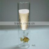 Coral with Yellow Fish Champagne Flute Glass
