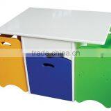 School Kids Wooden Table & Chair Set (Desk Storage Unit W/2 Chairs)