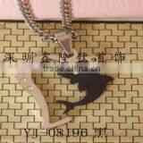 TC64 Stainless Steel Half Heart and Black Dolphin Pendant thumbnail-1