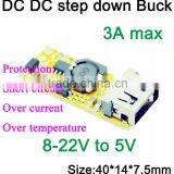 High Current DC to DC Step Down Buck Power Supply Board12V to 5V 3A USB Module With Apple Recognition Resistance