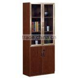 Quanya Wood Red File Cabinet With Glass Doors Office Furniture thumbnail-1