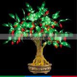 Bright LED Bonsai Tree Light With Strawberry Cap and Green Leaves