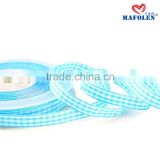 Wedding dress decoration polyester fabric blue plaid ribbon 25mm factory wholesaler