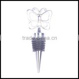 beautiful cheap crystal wine bottle stopper with shiny butterfly top