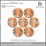 PRECIOSA Flat Back Hot Fix Rhinestones, Crystal Aurum MC Chaton Rose VIVA12