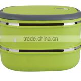 2014 HOT SALES STAINLESS STEEL2 TIER PLASTIC FOOD STORAGE CONTAINER,1/2/3 TIERS,GREEN MADE IN CHINA