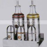 Shining Stainless Steel Coated Glass Cruet With Metal Rack thumbnail-1