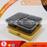 Black 3 Divided Microwavable Safe Storage Plastic Food Containers