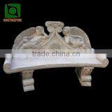 Yellow Travertine Garden Bench With Angel thumbnail-1