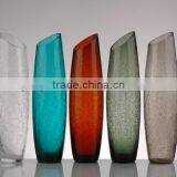 Crackled Slant Top Colored Glass Vase,glass Vase Slant Top,glassware Crackled thumbnail-1