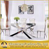 10 People Table Wholesale Simple Design 15mm Tempered Glass Dining Table thumbnail-5