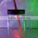 16oz Square Decaled or Clear Glass Mason Jar With Lid and Straw thumbnail-3