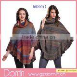 New Arrival Fashion Women Knitted Sweater Poncho With High Neck thumbnail-1