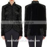 2016 High Quality Lady Fancy Embellished Black Velvet Jacket thumbnail-3