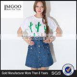 MGOO Imported Factory Manufacturer Fashion Denim Blue Buttons Skirts For Women A Line Knee Length 15144B699 thumbnail-1