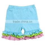 2017 Hot Sale Boutique Cotton Baby Clothes Girls Kids Solid Clolor Icing Shorts With Ruffle Shorts thumbnail-3