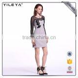 Odm Services Blending Transparent Collar Ladies Smart Casual Lace Dress thumbnail-2