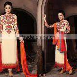 Ash Color Zari Design Beauty Charm Designer Semi Stitch Salwar Kameez thumbnail-5