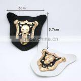 Black/white PU Sew on Leather Label Patches Metal Alloy Skull Badges Cloth Labels for Jeans Jacket PLB-019 thumbnail-1