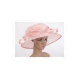 Light Pink Flower Cascade Womens Church Hats , Sinamay Ladies Hat With 11cm Brim thumbnail-1