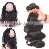 Bleached Knot Brazilian Body Wave 360 Lace Frontal 3 Bundles Virgin Brazilian Hair With 360 Lace Frontal Closure thumbnail-1