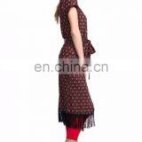 Newest Design Tie Waist and Fringe Bottom Original Cut Ladies Long Vest Women thumbnail-4