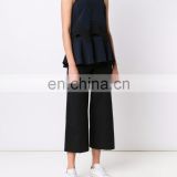 OEM service umbrella-shape sleeveless o-neck chiffon blouse for women CK017