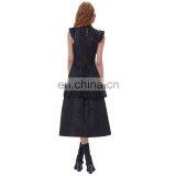 Belle Poque Retro Vintage Cap Sleeve High-Neck Sheer Bodice Black Lace Swing Dress BP000380-1 thumbnail-2