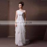 Simple One Shoulder Pleated Chiffon Wedding Dress Beaded Belt thumbnail-1