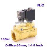 GOGO 2 Way Pilot Diaphragm Brass Electric 110v 220v ac Water Pneumatic Normally Closed Solenoid Valve 1 1/4" BSP 35mm PX-35 NBR thumbnail-2