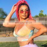 Summer Female Sleeveless Festival Tie Dye Print String Sexy Short Tank Tops Crop Tops Vest Short Streetwear thumbnail-2