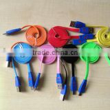 Noodle shaped colorful USB data cable with smiling face shape indicator light