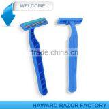 D211 blue plastic handle double edge blade disposable shaving razor
