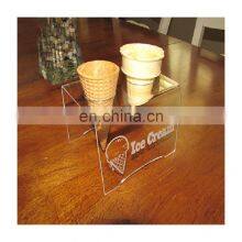 Customized Retail Store Cheap Plastic Icecream Holder 2pcs Acrylic Ice Cream Display Stand
