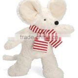 Fun Christmas Plush Toy Mouse /Plush Mouse With Christmas Scarf/Soft Stuffed Toy White Mouse thumbnail-1