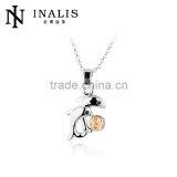Hot Sale Tin Alloy Pendant Lifelike Big Gemstone Dolphin Pendant Necklace LKN18KRGPN264 thumbnail-1