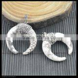 LFD-0052P ~ Wholesale Mixed Color Snakeskin Pendant , With Crystal Rhinestone Paved Crescent Moon Horn Pendants Jewelry Finding thumbnail-6