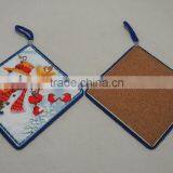 Hot Sell Square Shape Ceramic Pot Trivet With Cork and String
