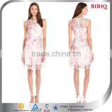 New Arrival Elegant Women Dress Crocheted Round Neck Sleeveless Layered Bodycon Above Knee Short Casual Dress thumbnail-1