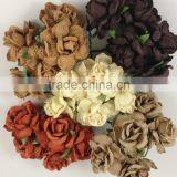 Brown Eathy Thanksgiving Large Handmade Mulberry Paper Flower, Wedding Party, Scrap-booking Crafts R40