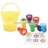 2016 Promotional Toy Mini Plastic Yellow Pail Filled With Star Stampers Cheap Self Inking Stamp With Rubber Stamps For Kids thumbnail-1