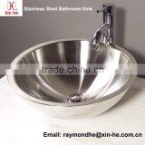 Commercial Double Wall Round Bathroom Vessel Sinks, Stainless Steel Vessel Basin Lavatory Sink for Hotel thumbnail-1