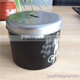 Delicate new customized designed china factory directly tin piggy bank cheap round tin coin bank with lid