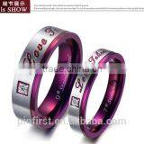 Factory Wholesale Supply Jewelry Personality Design Purple Classic Titanium Rhinestone Couple Ring thumbnail-1