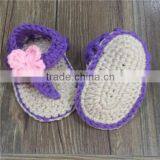 Crocheted Baby Flower Purple Flip Flops thumbnail-4