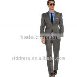 2014 Top Quality Two pieces 2 Button 100% wool Twill grey custom tailored suits