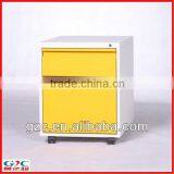 Office Furniture Yellow Two Drawer Steel Mobile Filing Cabinet