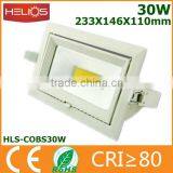 110v/230v 3 Years Warranty Rotatable Cob Led Square Downlight 30w