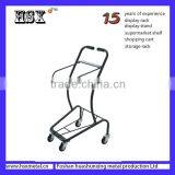 Powder Coat Supermarket Shopping Trolley Cart With 2 Baskets HSX-S487 thumbnail-2