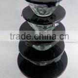 5 Pieces Glass Bowl Set With Multiple Black PP Lids thumbnail-2